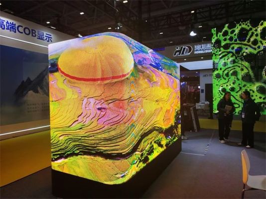 屋外3D L字型カーブコーナー＆直角ソリューション P4 P5.7mm LEDディスプレイ画面 アルミニウム防水IP65 960 * 960mm屋外広告LEDスクリーン