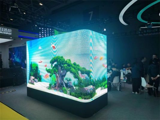 屋外3D L字型カーブコーナー＆直角ソリューション P4 P5.7mm LEDディスプレイ画面 アルミニウム防水IP65 960 * 960mm屋外広告LEDスクリーン